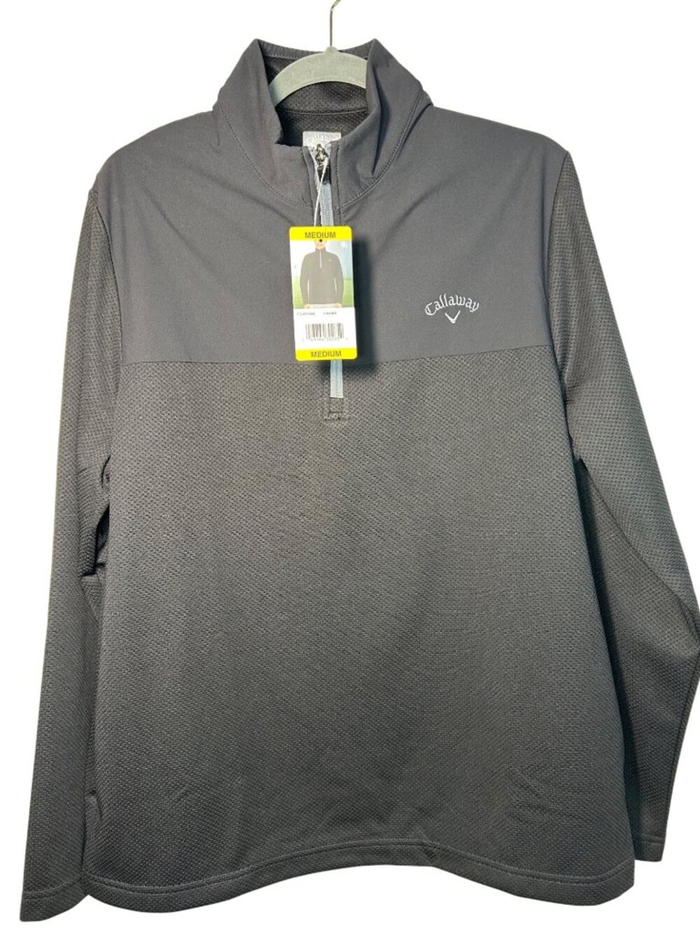 Callaway Men’s Medium 1/4 Zip Pullover Golf Jacket Caviar Black Polyester